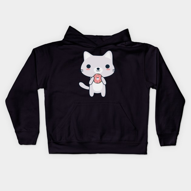 Cute Donut Cat T-Shirt Kids Hoodie by happinessinatee